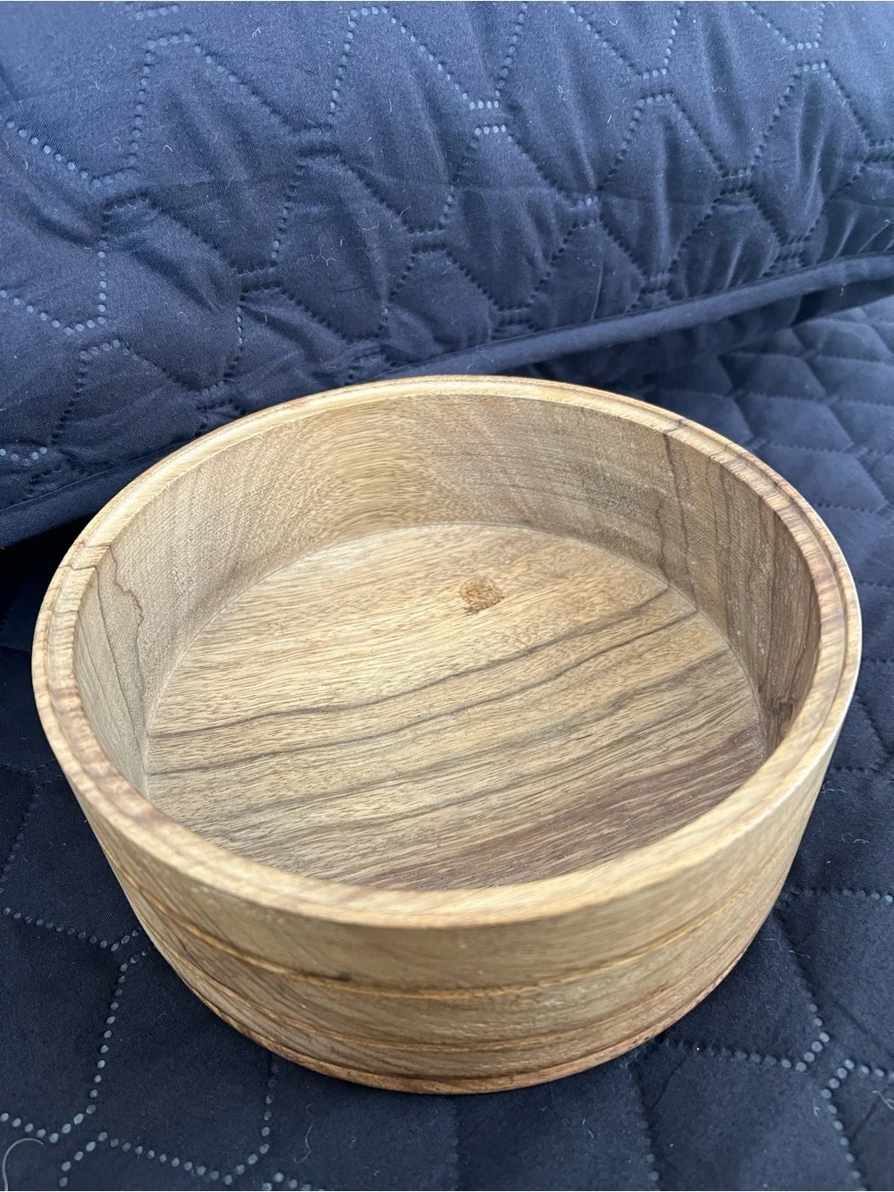 Vintage OliveWood Hand Crafted  Chapati/Tortilla Container with lid. Trinket box
